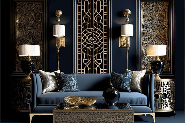 装饰艺术风墙面装饰Midjourney灵感图库-_设计智库－全球设计案例智能库_OJBKAI.COM-全球设计案例智能库_OJBKAI.COM设计智库