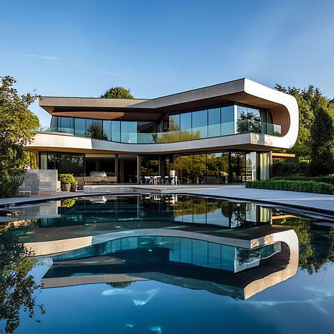 现代泳池别墅Midjourney灵感图库-_设计智库－全球设计案例智能库_OJBKAI.COM-全球设计案例智能库_OJBKAI.COM设计智库