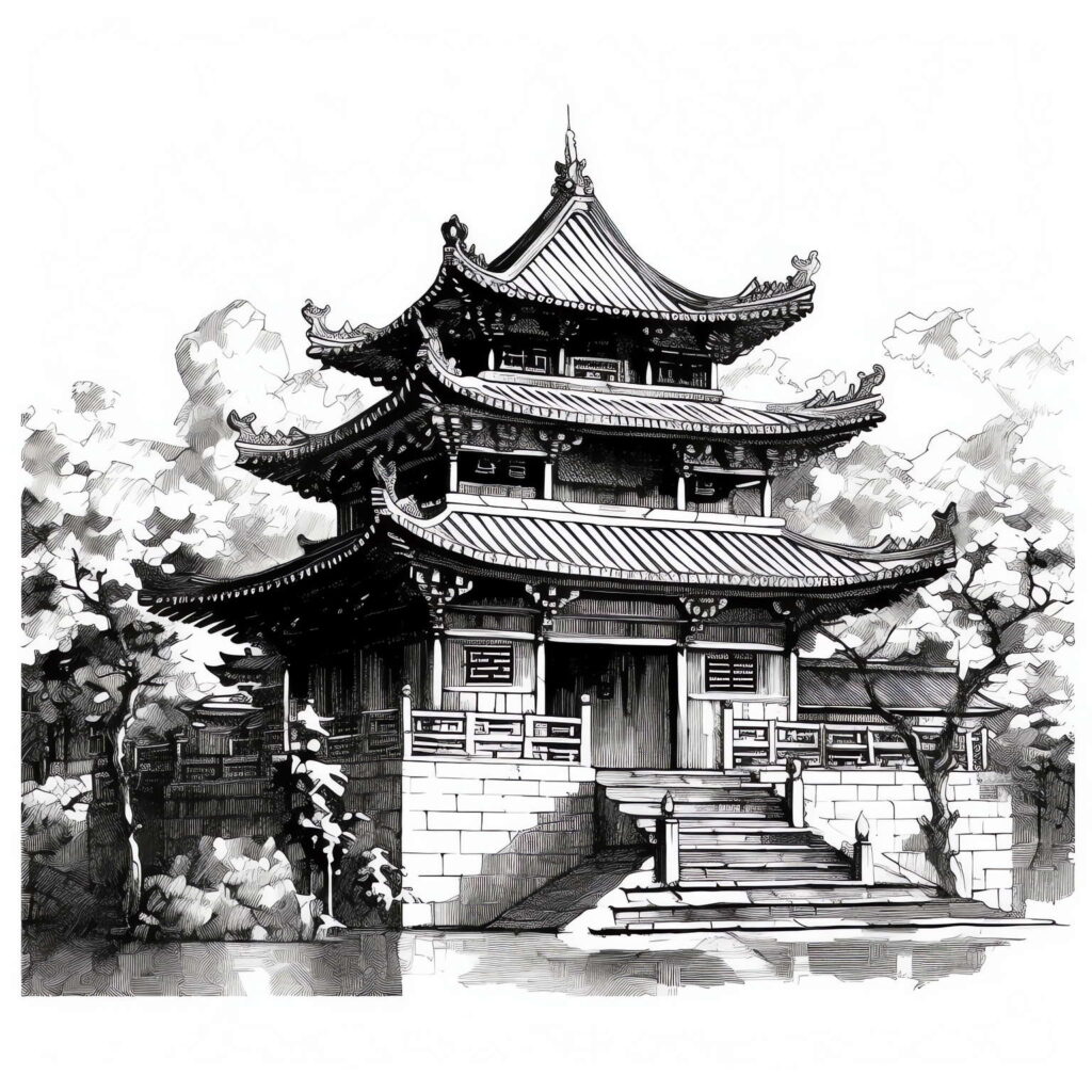 图片[9]-全球设计案例智能库_OJBKAI.COM中式古建筑草图Midjourney灵感图库-名师联智库－全球设计案例智能库名师联素材平台-全球设计案例智能库_OJBKAI.COM设计智库