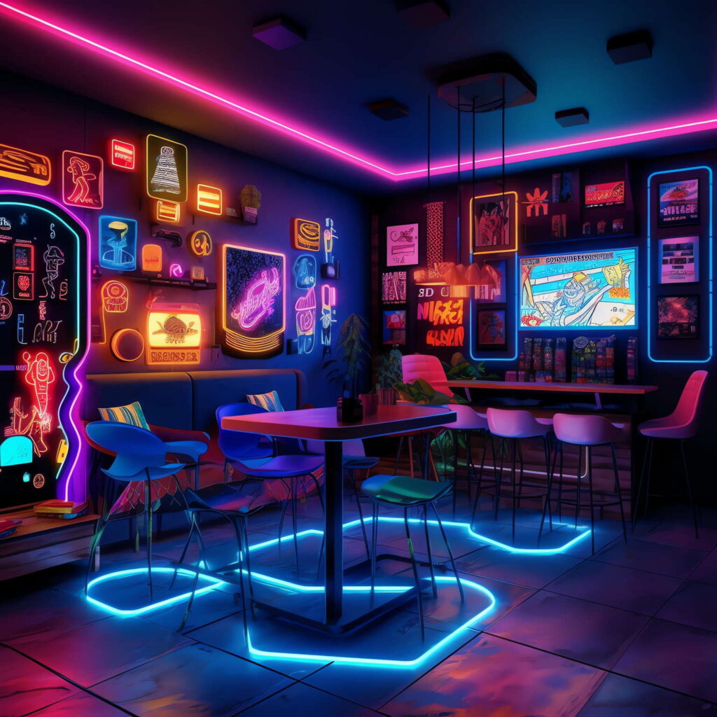 图片[69]-全球设计案例智能库_OJBKAI.COM赛博朋克风霓虹灯设计酒吧吧台区_Midjourney灵感图库-_设计智库－全球设计案例智能库_OJBKAI.COM-全球设计案例智能库_OJBKAI.COM设计智库