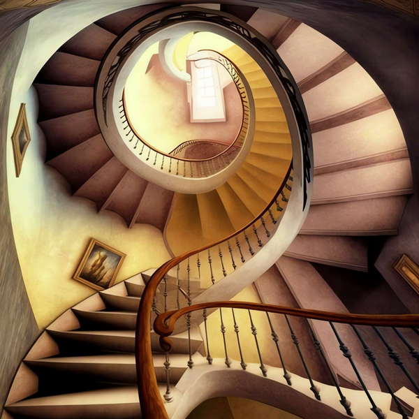 艺术旋转楼梯-3_Midjourney灵感图库-设计智库－全球设计案例智能库_OJBKAI.COM-全球设计案例智能库_OJBKAI.COM设计智库