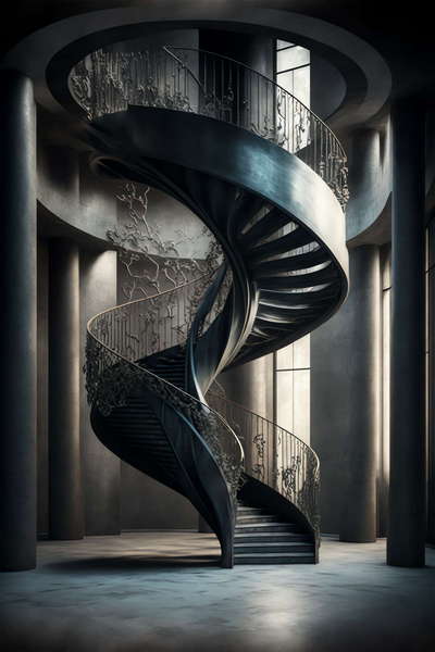 古典欧式复古旋转楼梯Midjourney灵感图库-_设计智库－全球设计案例智能库_OJBKAI.COM-全球设计案例智能库_OJBKAI.COM设计智库
