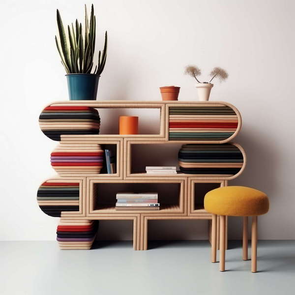 创意书架原木Midjourney灵感图库-_设计智库－全球设计案例智能库_OJBKAI.COM-全球设计案例智能库_OJBKAI.COM设计智库