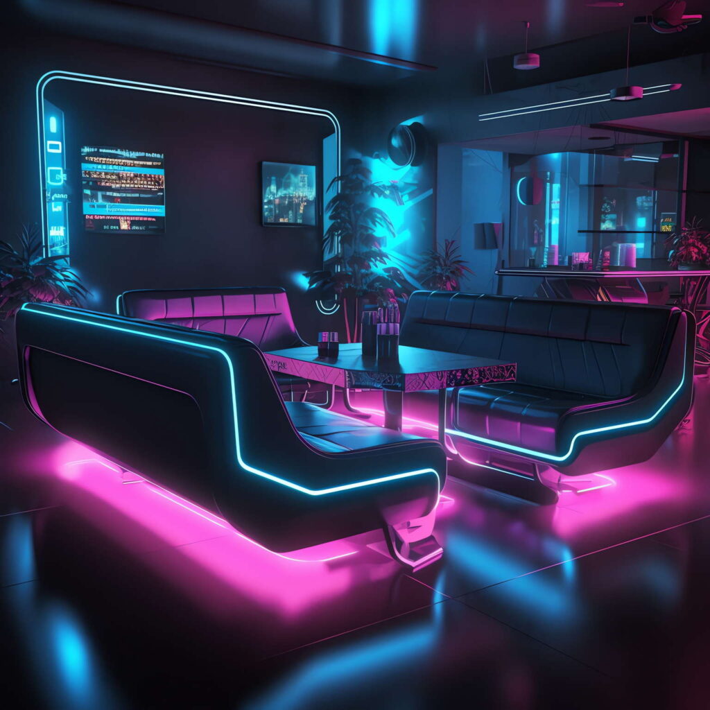 图片[43]-全球设计案例智能库_OJBKAI.COM赛博朋克风霓虹灯设计酒吧吧台区_Midjourney灵感图库-_设计智库－全球设计案例智能库_OJBKAI.COM-全球设计案例智能库_OJBKAI.COM设计智库