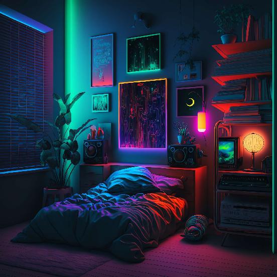 图片[30]-全球设计案例智能库_OJBKAI.COM赛博朋克风霓虹灯设计男孩房1_Midjourney灵感图库-_设计智库－全球设计案例智能库_OJBKAI.COM-全球设计案例智能库_OJBKAI.COM设计智库