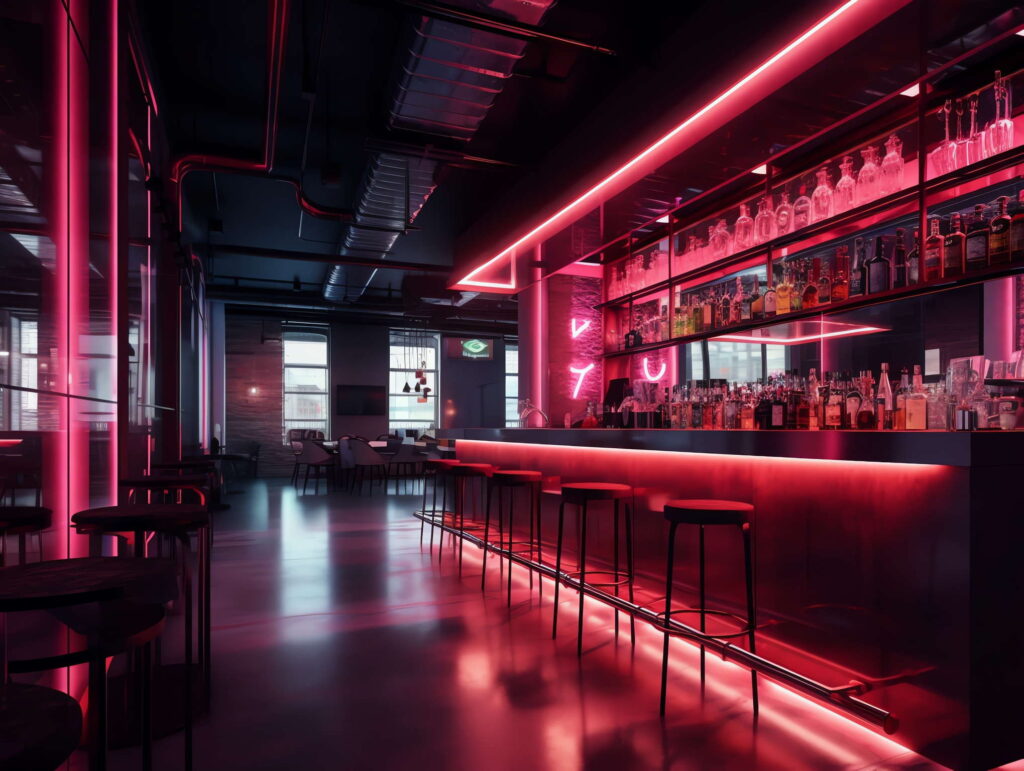 图片[107]-全球设计案例智能库_OJBKAI.COM赛博朋克风霓虹灯设计酒吧吧台区_Midjourney灵感图库-_设计智库－全球设计案例智能库_OJBKAI.COM-全球设计案例智能库_OJBKAI.COM设计智库