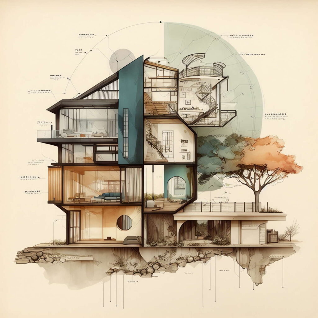 图片[3]-全球设计案例智能库_OJBKAI.COM建筑剖面图Midjourney灵感图库-名师联智库－全球设计案例智能库名师联素材平台-全球设计案例智能库_OJBKAI.COM设计智库