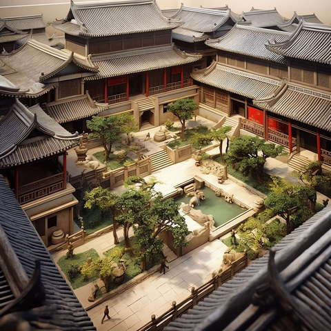 中式四合院Midjourney灵感图库-_设计智库－全球设计案例智能库_OJBKAI.COM-全球设计案例智能库_OJBKAI.COM设计智库