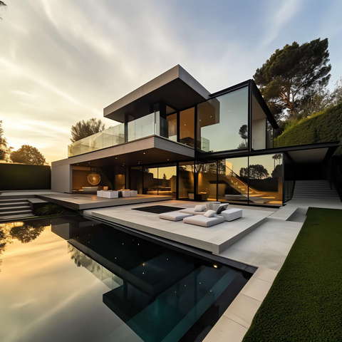 泳池别墅Midjourney灵感图库-_设计智库－全球设计案例智能库_OJBKAI.COM-全球设计案例智能库_OJBKAI.COM设计智库