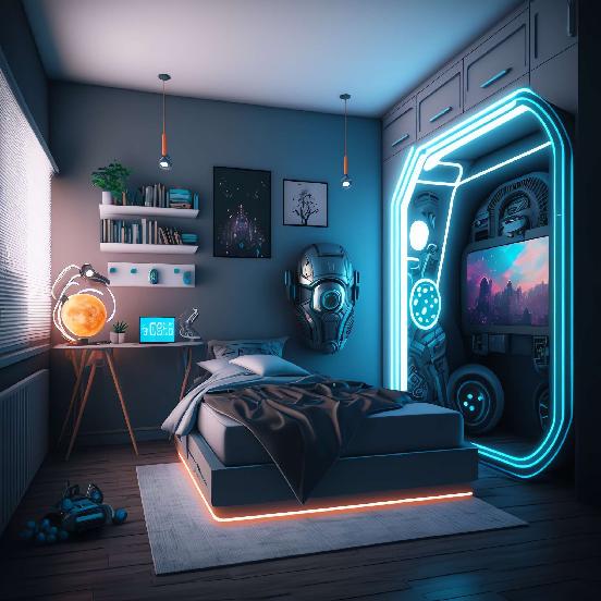 图片[77]-全球设计案例智能库_OJBKAI.COM赛博朋克风霓虹灯设计男孩房1_Midjourney灵感图库-_设计智库－全球设计案例智能库_OJBKAI.COM-全球设计案例智能库_OJBKAI.COM设计智库