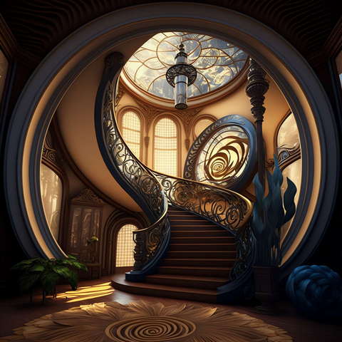 图片[2]-全球设计案例智能库_OJBKAI.COM复古旋转楼梯4_Midjourney灵感图库-设计智库－全球设计案例智能库_OJBKAI.COM-全球设计案例智能库_OJBKAI.COM设计智库