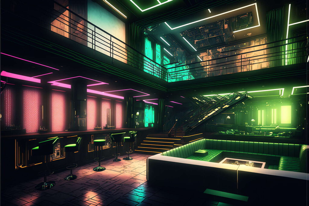 图片[36]-全球设计案例智能库_OJBKAI.COM赛博朋克风霓虹灯设计酒吧_Midjourney灵感图库-_设计智库－全球设计案例智能库_OJBKAI.COM-全球设计案例智能库_OJBKAI.COM设计智库