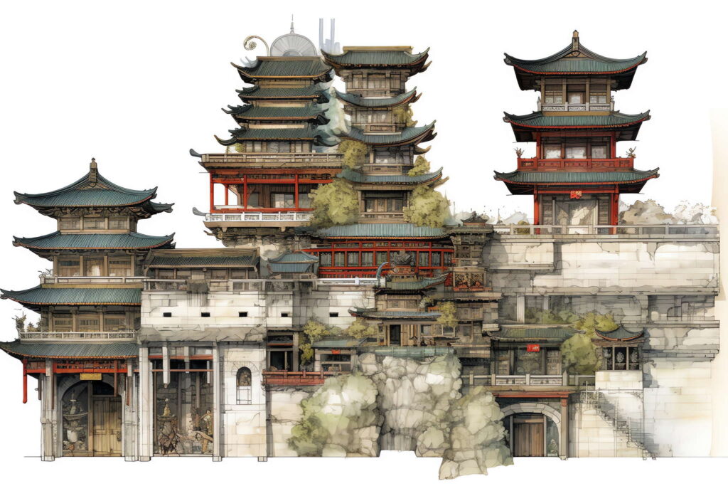 图片[19]-全球设计案例智能库_OJBKAI.COM中国古建草图Midjourney灵感图库-名师联智库－全球设计案例智能库名师联素材平台-全球设计案例智能库_OJBKAI.COM设计智库