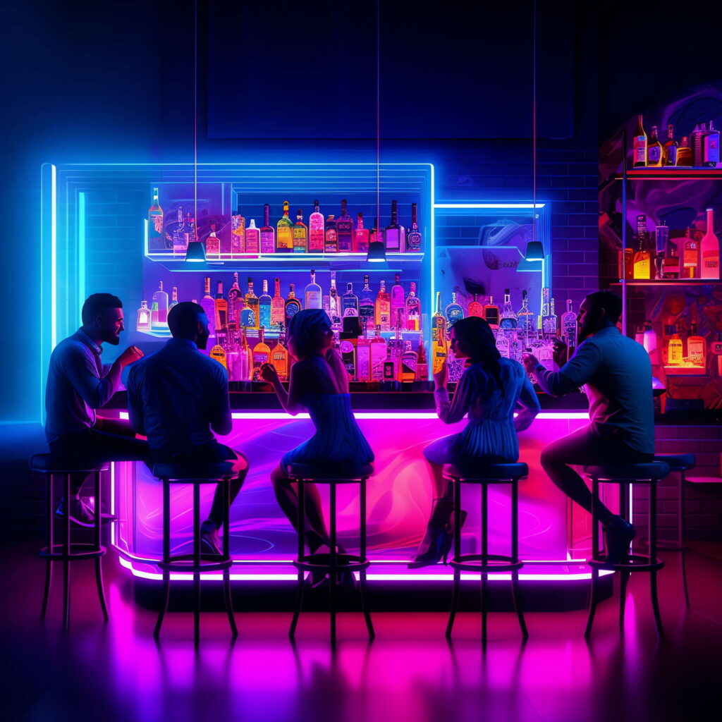 图片[11]-全球设计案例智能库_OJBKAI.COM赛博朋克风霓虹灯设计酒吧吧台区_Midjourney灵感图库-_设计智库－全球设计案例智能库_OJBKAI.COM-全球设计案例智能库_OJBKAI.COM设计智库