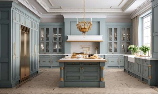 简欧风格厨房_Midjourney灵感图库86P-全球设计案例智能库_OJBKAI.COM设计智库