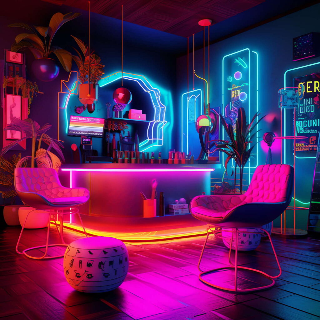 图片[31]-全球设计案例智能库_OJBKAI.COM赛博朋克风霓虹灯设计酒吧吧台区_Midjourney灵感图库-_设计智库－全球设计案例智能库_OJBKAI.COM-全球设计案例智能库_OJBKAI.COM设计智库