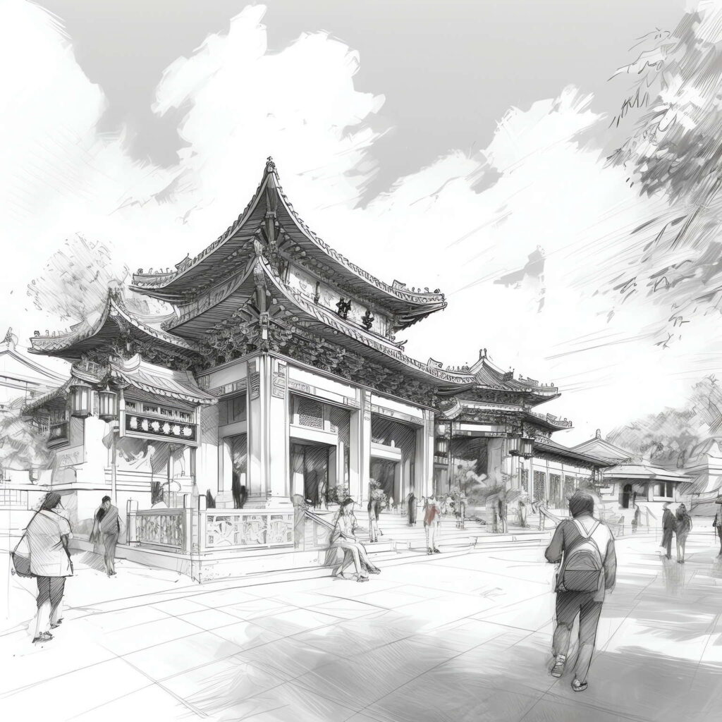 图片[41]-全球设计案例智能库_OJBKAI.COM中式古建筑草图Midjourney灵感图库-名师联智库－全球设计案例智能库名师联素材平台-全球设计案例智能库_OJBKAI.COM设计智库