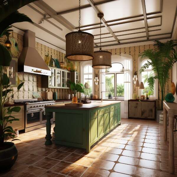 东南亚风格厨房_Midjourney灵感图库55P-全球设计案例智能库_OJBKAI.COM设计智库