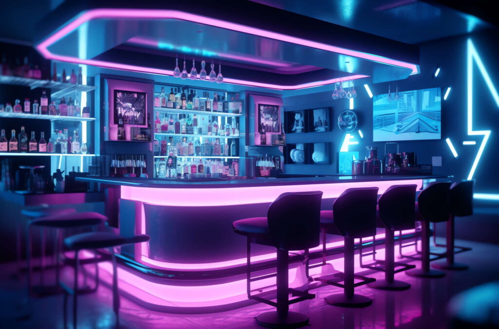 图片[86]-全球设计案例智能库_OJBKAI.COM赛博朋克风霓虹灯设计酒吧吧台区_Midjourney灵感图库-_设计智库－全球设计案例智能库_OJBKAI.COM-全球设计案例智能库_OJBKAI.COM设计智库