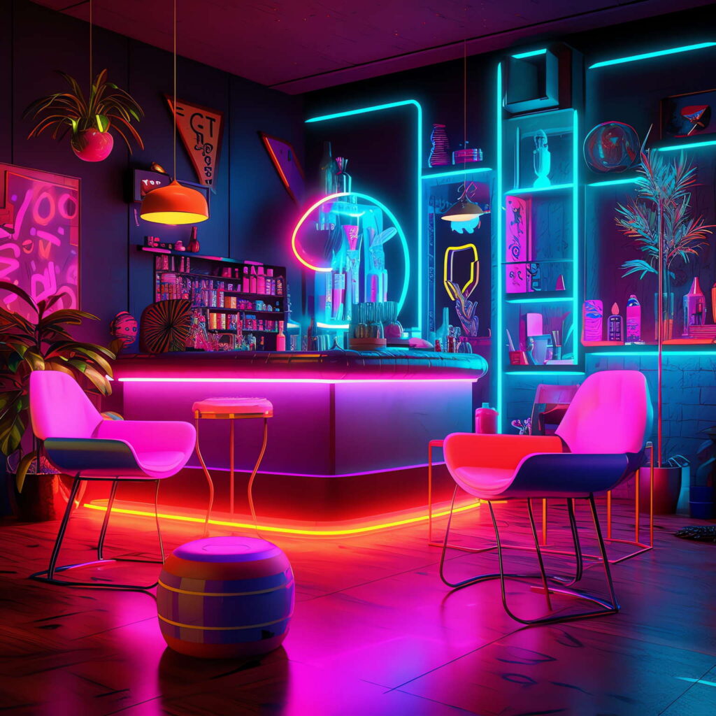 图片[9]-全球设计案例智能库_OJBKAI.COM赛博朋克风霓虹灯设计酒吧吧台区_Midjourney灵感图库-_设计智库－全球设计案例智能库_OJBKAI.COM-全球设计案例智能库_OJBKAI.COM设计智库