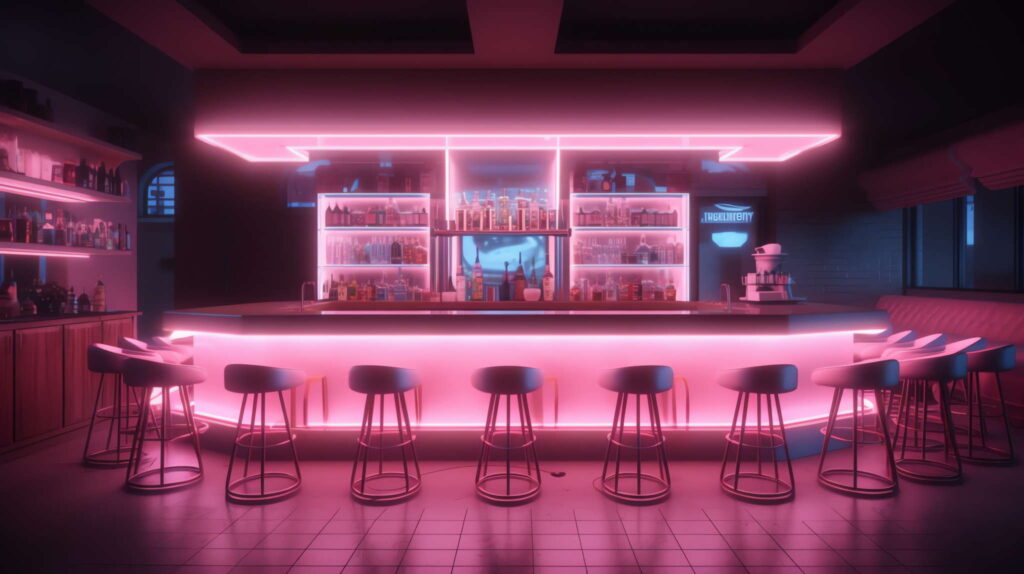 图片[39]-全球设计案例智能库_OJBKAI.COM赛博朋克风霓虹灯设计酒吧吧台区_Midjourney灵感图库-_设计智库－全球设计案例智能库_OJBKAI.COM-全球设计案例智能库_OJBKAI.COM设计智库