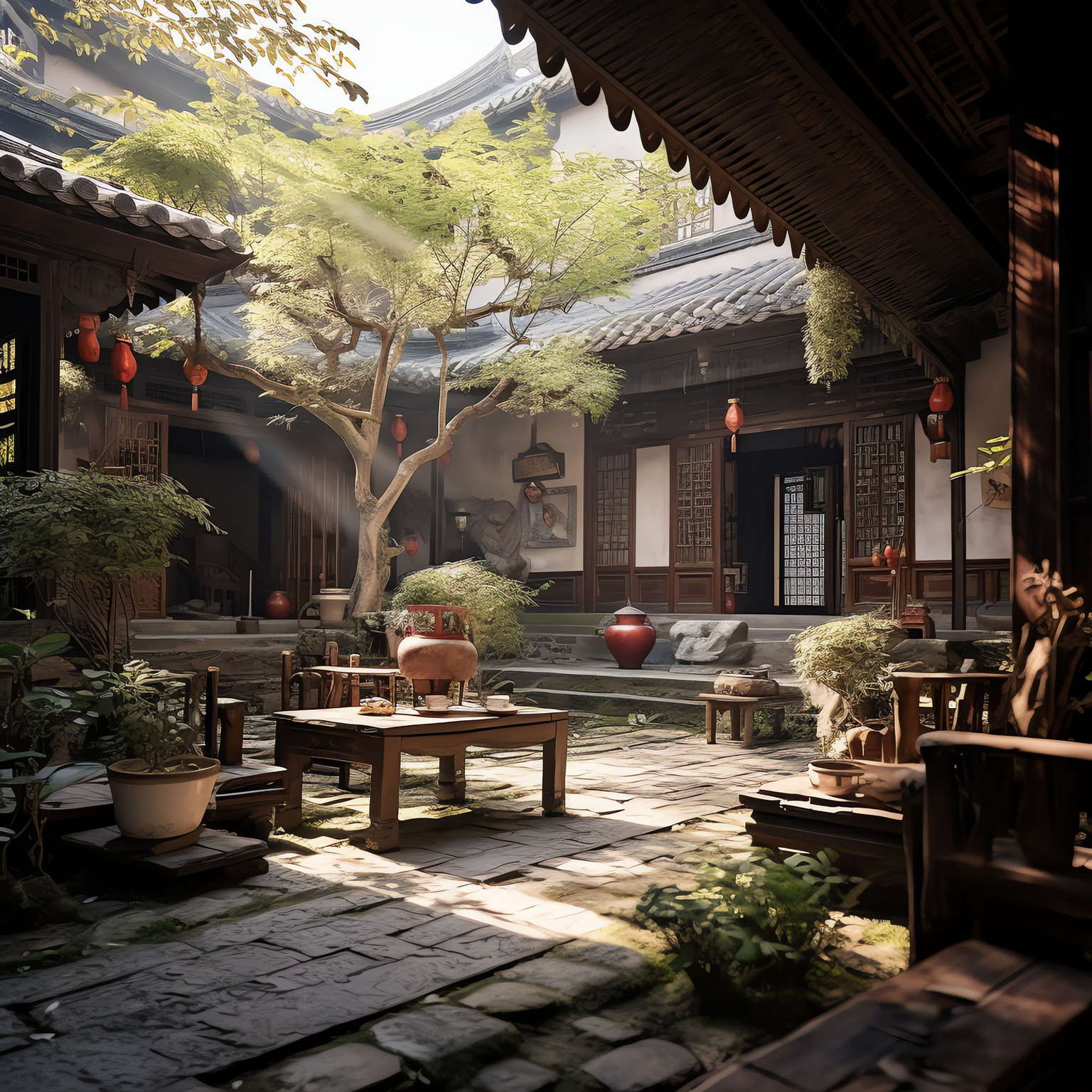 别墅庭院景观Midjourney灵感图库-_设计智库－全球设计案例智能库_OJBKAI.COM-全球设计案例智能库_OJBKAI.COM设计智库