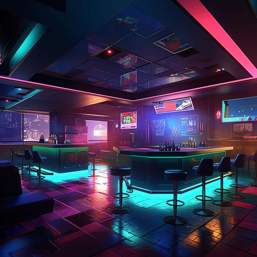 图片[81]-全球设计案例智能库_OJBKAI.COM赛博朋克风霓虹灯设计酒吧吧台区_Midjourney灵感图库-_设计智库－全球设计案例智能库_OJBKAI.COM-全球设计案例智能库_OJBKAI.COM设计智库
