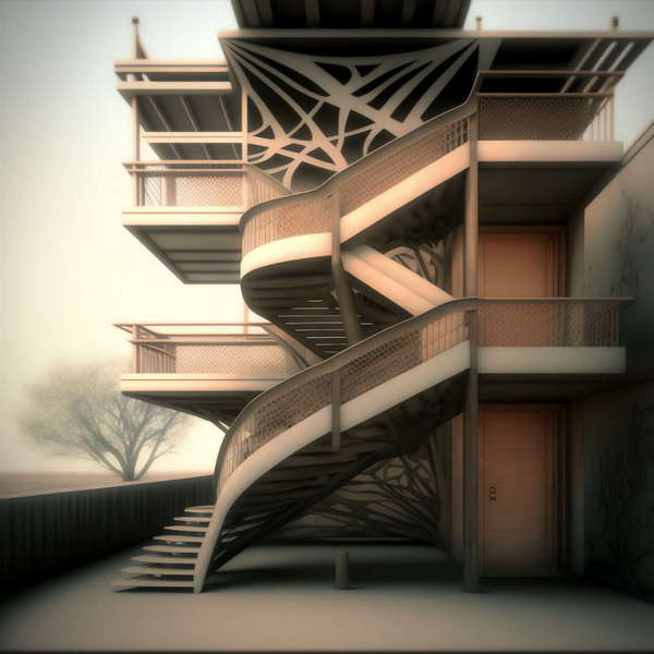 艺术风旋转楼梯1_Midjourney灵感图库-设计智库－全球设计案例智能库_OJBKAI.COM-全球设计案例智能库_OJBKAI.COM设计智库