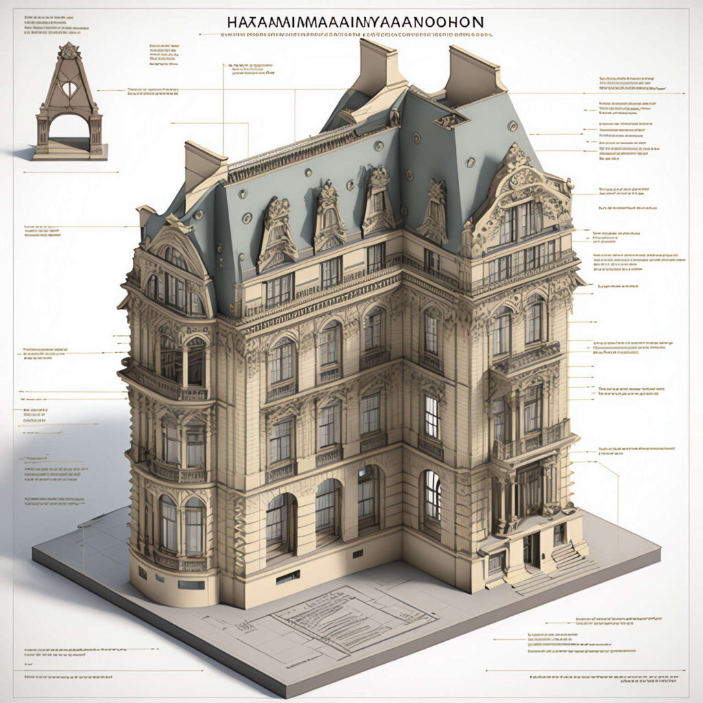 建筑立面图设计Midjourney灵感图库-名师联智库－全球设计案例智能库名师联素材平台-全球设计案例智能库_OJBKAI.COM设计智库