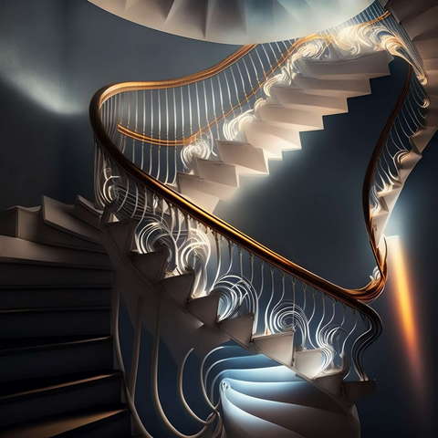 艺术旋转楼梯-3_Midjourney灵感图库-设计智库－全球设计案例智能库_OJBKAI.COM-全球设计案例智能库_OJBKAI.COM设计智库