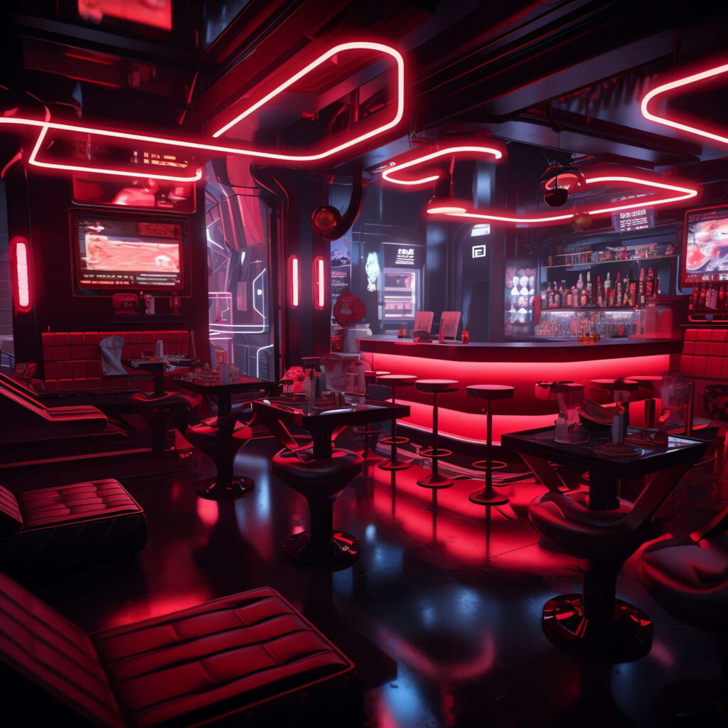 图片[4]-全球设计案例智能库_OJBKAI.COM赛博朋克风霓虹灯设计酒吧吧台区_Midjourney灵感图库-_设计智库－全球设计案例智能库_OJBKAI.COM-全球设计案例智能库_OJBKAI.COM设计智库
