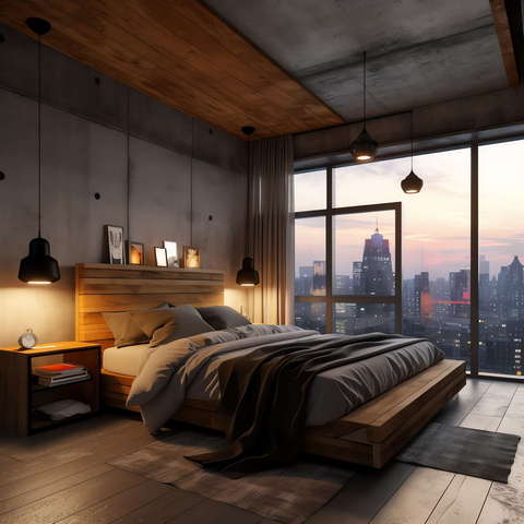 工业风卧室Midjourney灵感图库-_设计智库－全球设计案例智能库_OJBKAI.COM-全球设计案例智能库_OJBKAI.COM设计智库