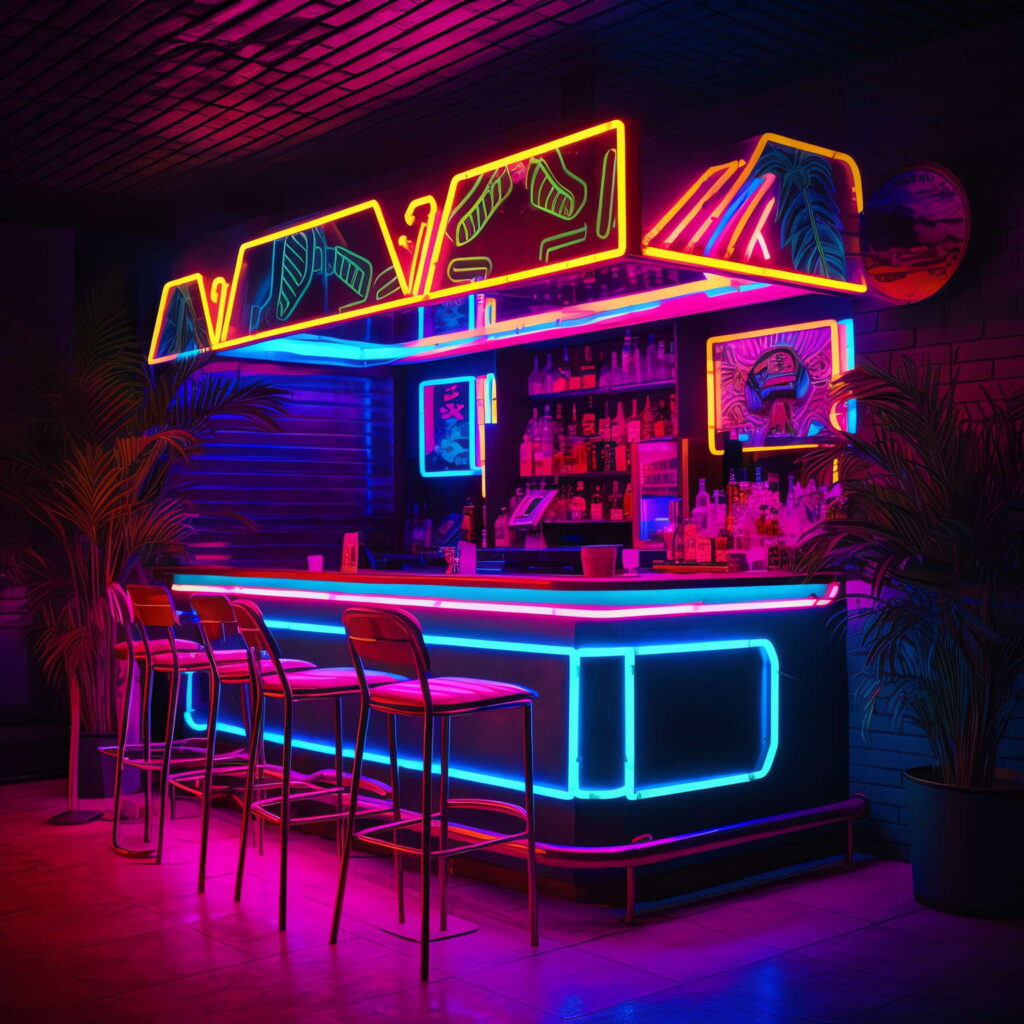 图片[37]-全球设计案例智能库_OJBKAI.COM赛博朋克风霓虹灯设计酒吧吧台区_Midjourney灵感图库-_设计智库－全球设计案例智能库_OJBKAI.COM-全球设计案例智能库_OJBKAI.COM设计智库