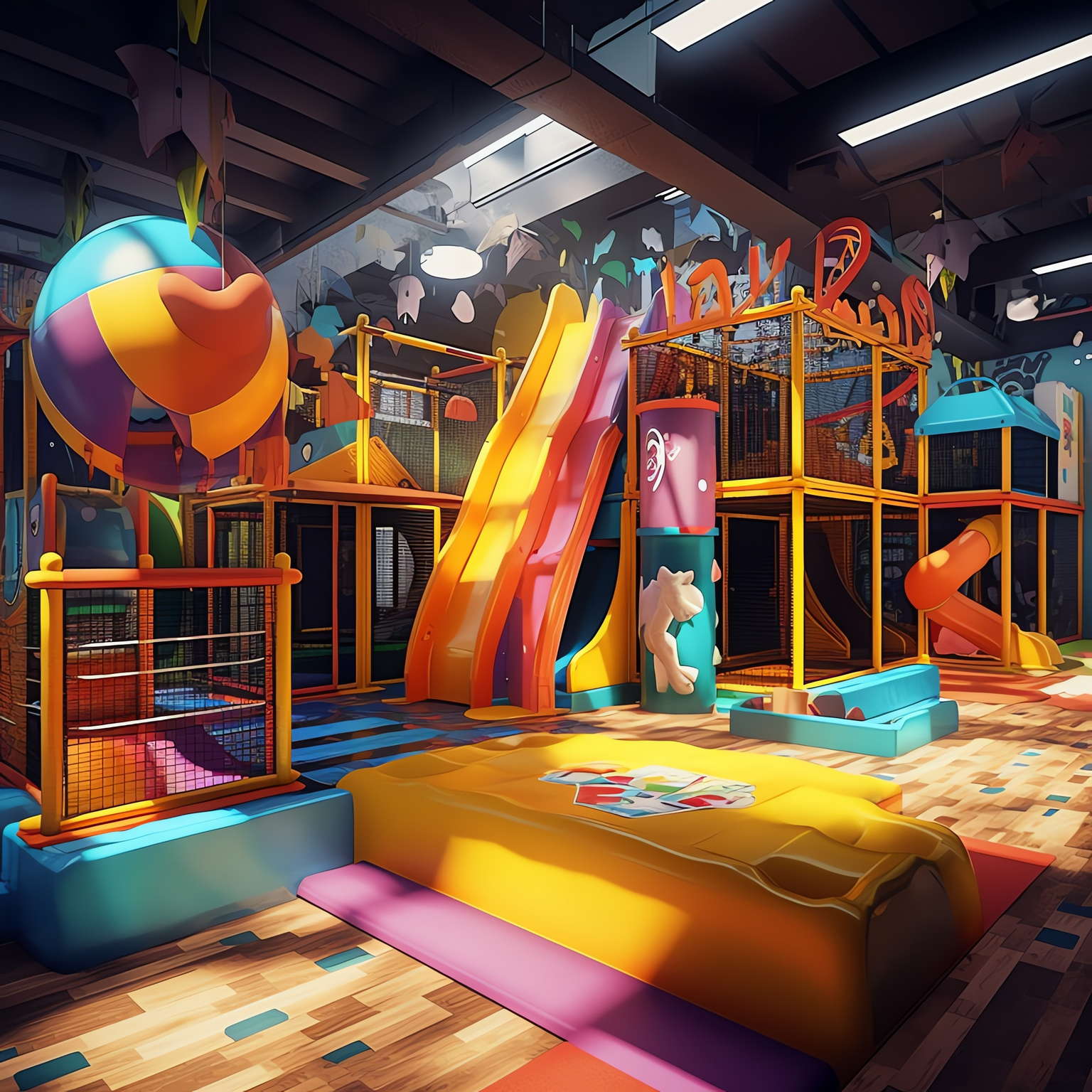 室内儿童游乐园Midjourney灵感图库-_设计智库－全球设计案例智能库_OJBKAI.COM-全球设计案例智能库_OJBKAI.COM设计智库