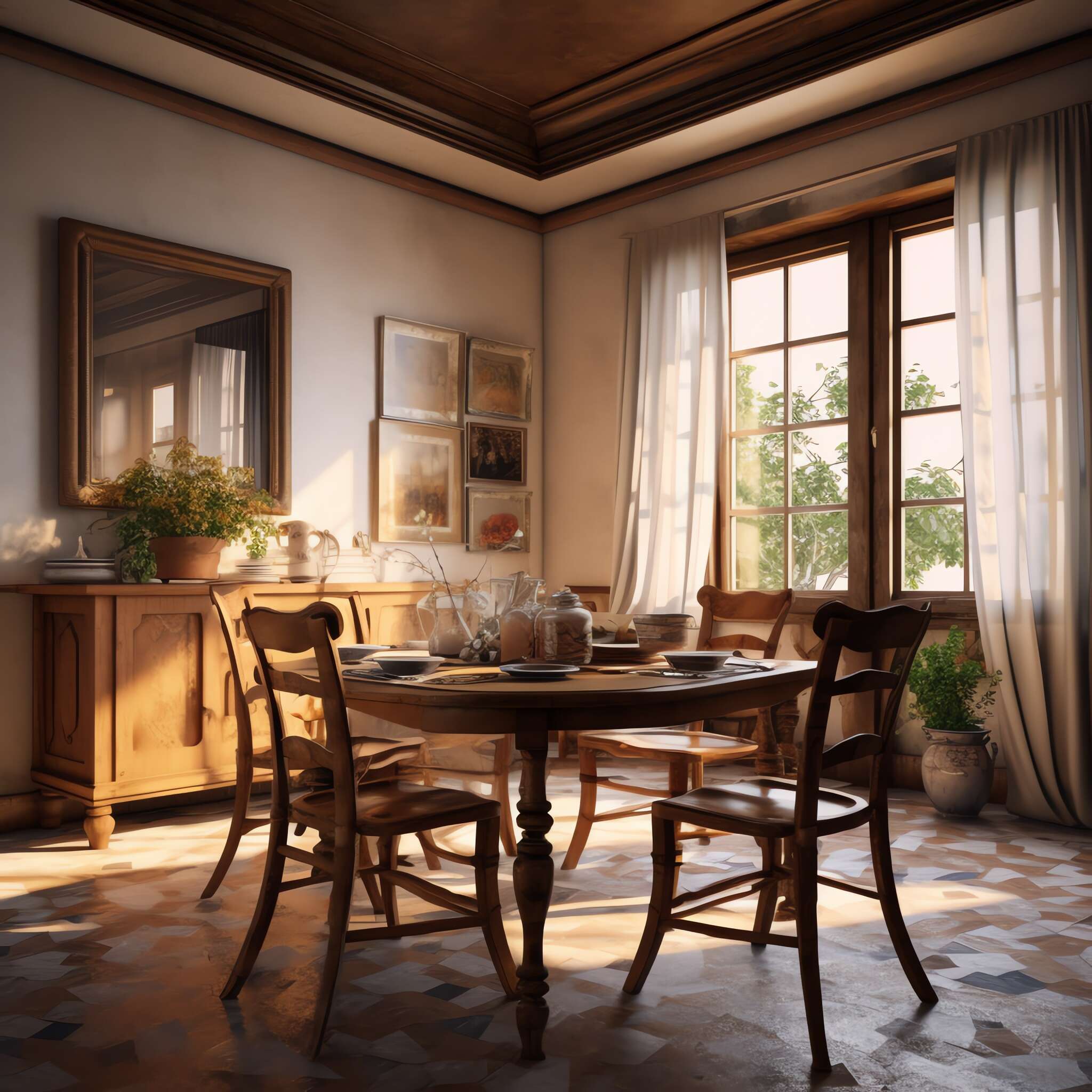 田园风格餐厅Midjourney灵感图库-_设计智库－全球设计案例智能库_OJBKAI.COM-全球设计案例智能库_OJBKAI.COM设计智库