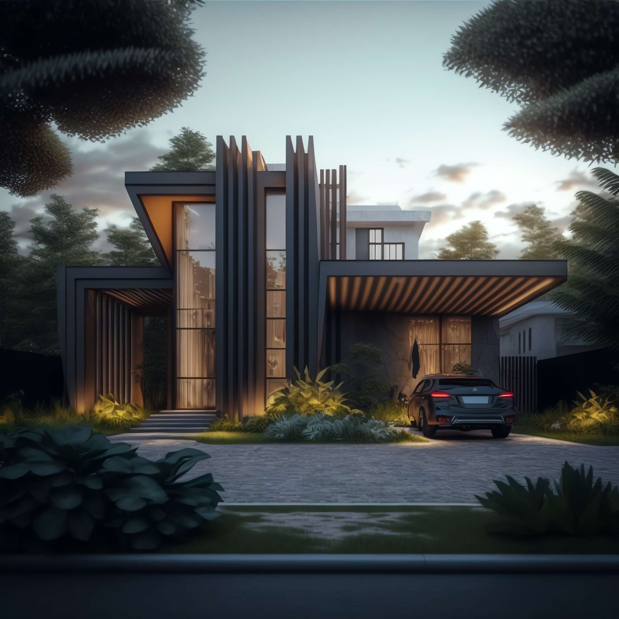 现代别墅设计Midjourney灵感图库-_设计智库－全球设计案例智能库_OJBKAI.COM-全球设计案例智能库_OJBKAI.COM设计智库