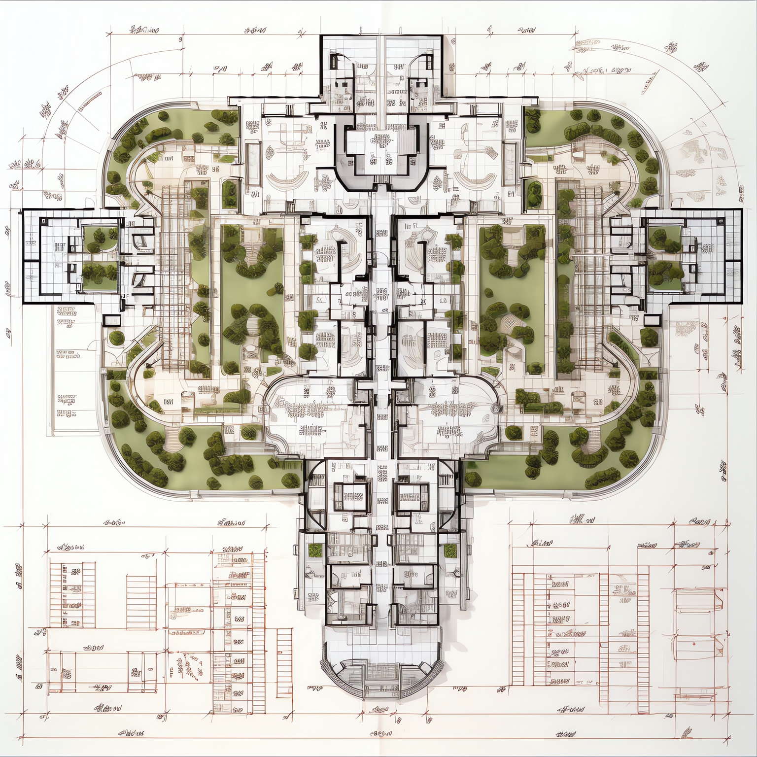 别墅平面图Midjourney灵感图库-名师联智库－全球设计案例智能库名师联素材平台-全球设计案例智能库_OJBKAI.COM设计智库