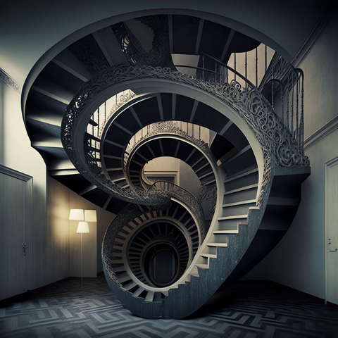 复古旋转楼梯-5_Midjourney灵感图库-设计智库－全球设计案例智能库_OJBKAI.COM-全球设计案例智能库_OJBKAI.COM设计智库