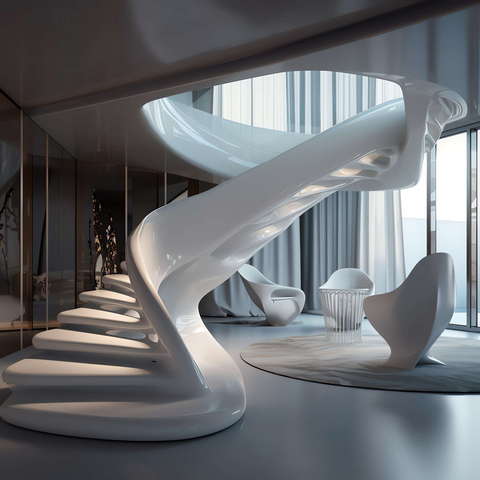 极简风格楼梯Midjourney灵感图库-_设计智库－全球设计案例智能库_OJBKAI.COM-全球设计案例智能库_OJBKAI.COM设计智库