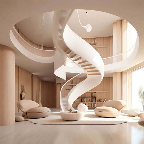 现代风格白色楼梯Midjourney灵感图库-_设计智库－全球设计案例智能库_OJBKAI.COM-全球设计案例智能库_OJBKAI.COM设计智库