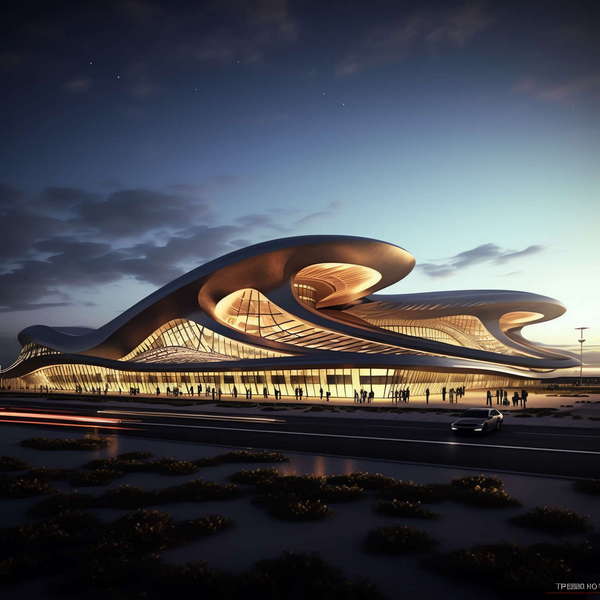 科技未来感机场_Midjourney灵感图库-_设计智库－全球设计案例智能库_OJBKAI.COM-全球设计案例智能库_OJBKAI.COM设计智库