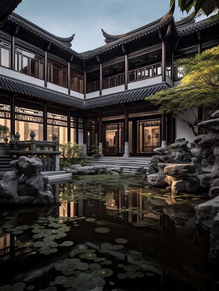 图片[9]-全球设计案例智能库_OJBKAI.COM中式别墅庭院Midjourney灵感图库-_设计智库－全球设计案例智能库_OJBKAI.COM-全球设计案例智能库_OJBKAI.COM设计智库