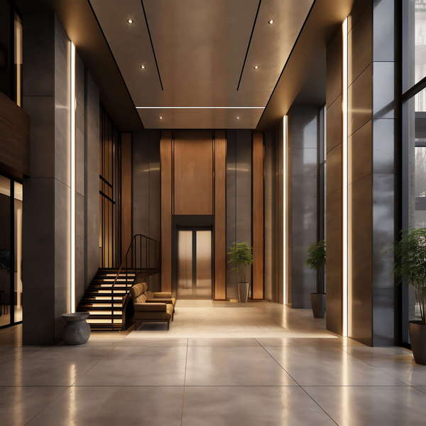 酒店电梯厅Midjourney灵感图库-_设计智库－全球设计案例智能库_OJBKAI.COM-全球设计案例智能库_OJBKAI.COM设计智库