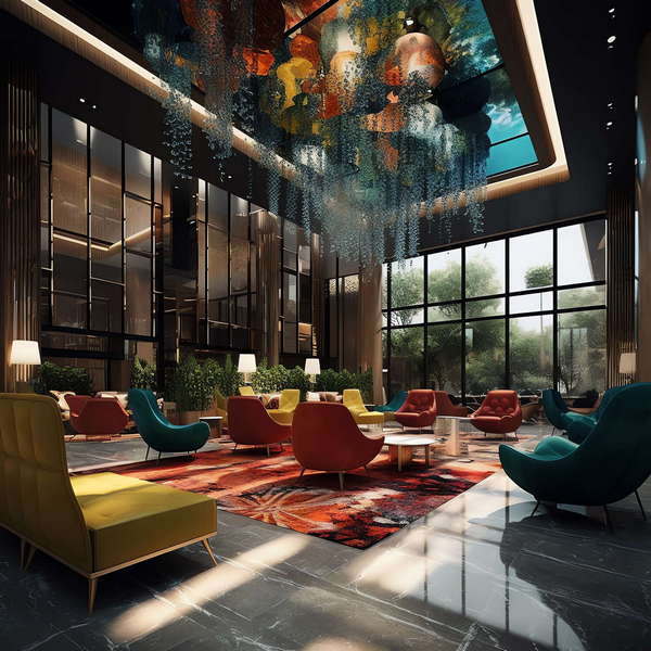 现代酒店大堂-Midjourney灵感图库-_设计智库－全球设计案例智能库_OJBKAI.COM-全球设计案例智能库_OJBKAI.COM设计智库