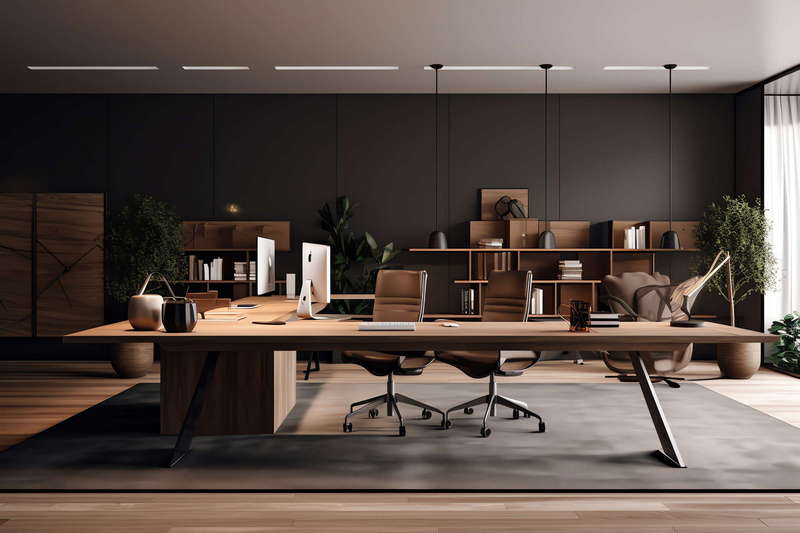 现代风格办公桌Midjourney灵感图库-_设计智库－全球设计案例智能库_OJBKAI.COM-全球设计案例智能库_OJBKAI.COM设计智库