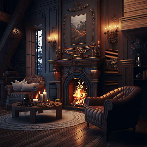 壁炉2_Midjourney灵感图库-设计智库－全球设计案例智能库_OJBKAI.COM-全球设计案例智能库_OJBKAI.COM设计智库