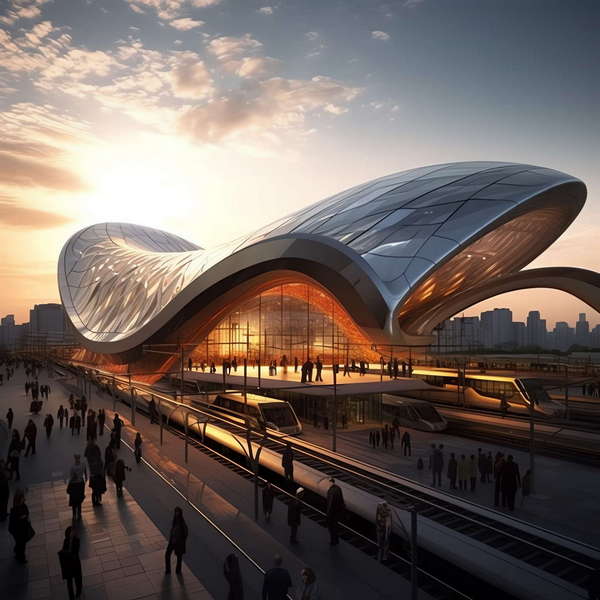 科技时尚感高铁站Midjourney灵感图库-_设计智库－全球设计案例智能库_OJBKAI.COM-全球设计案例智能库_OJBKAI.COM设计智库