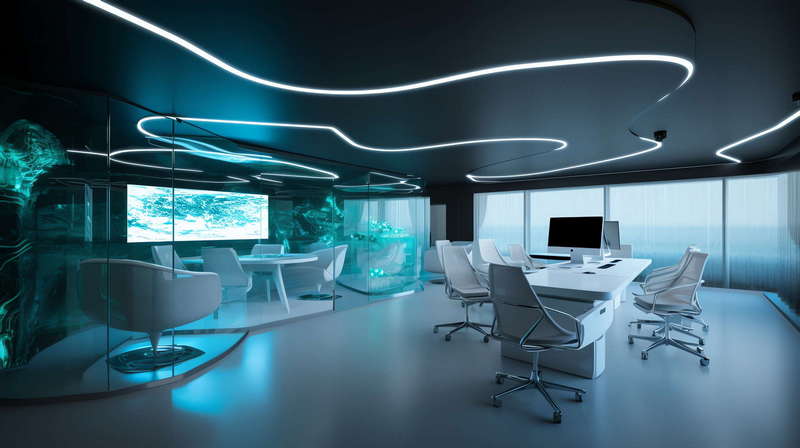 图片[5]-全球设计案例智能库_OJBKAI.COM赛博朋克风霓虹灯设计公共办公区域Midjourney灵感图库-_设计智库－全球设计案例智能库_OJBKAI.COM-全球设计案例智能库_OJBKAI.COM设计智库