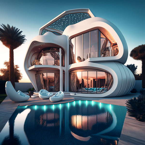 独栋泳池别墅Midjourney灵感图库-_设计智库－全球设计案例智能库_OJBKAI.COM-全球设计案例智能库_OJBKAI.COM设计智库