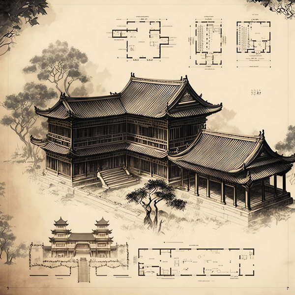 古建设计手稿Midjourney灵感图库-_设计智库－全球设计案例智能库_OJBKAI.COM-全球设计案例智能库_OJBKAI.COM设计智库